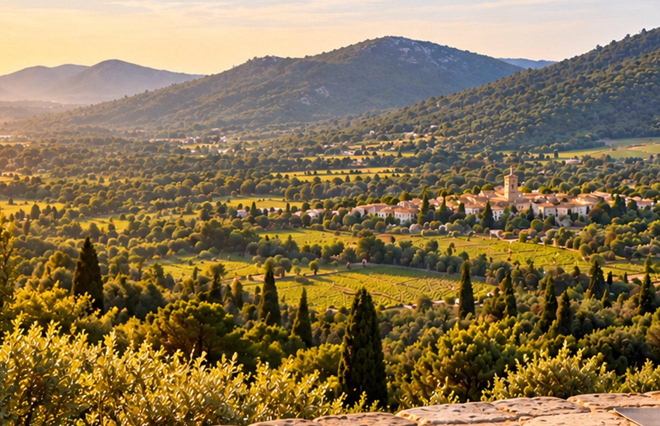 Le village du Plan-de-la-Tour au creux des collines, entre vignes et cyprès